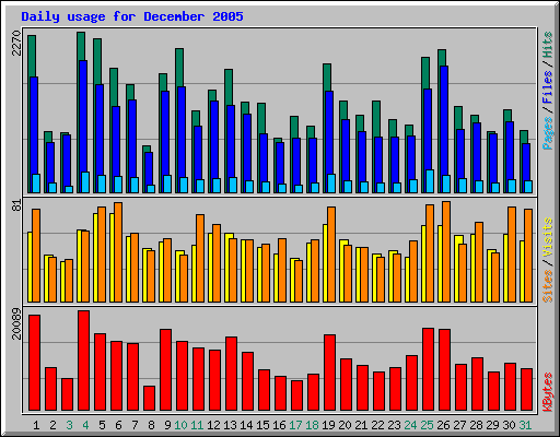 Daily usage for December 2005